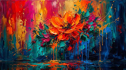 Levendig abstract bloemenschilderij