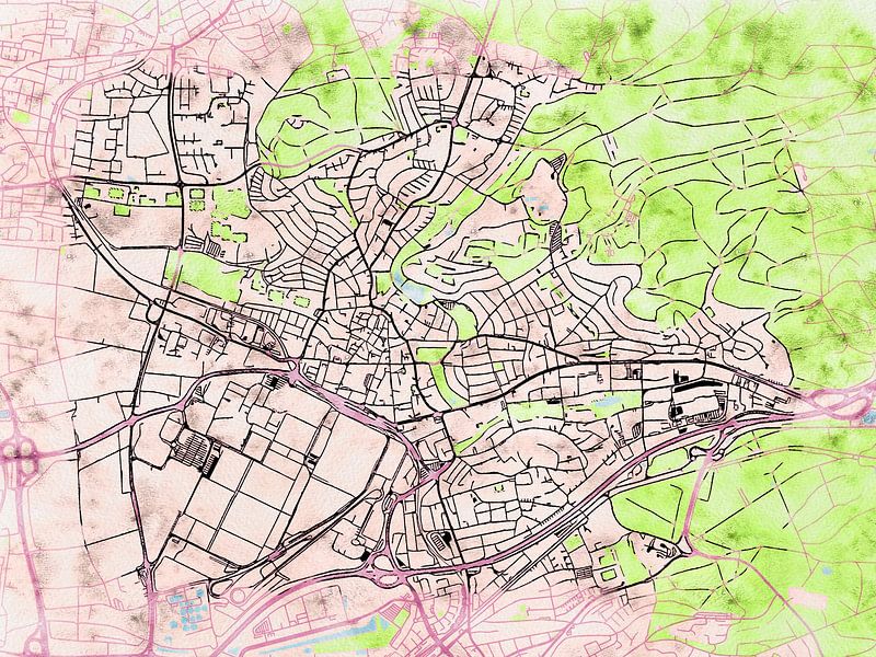 Kaart van Sindelfingen in de stijl 'Soothing Spring' van Maporia