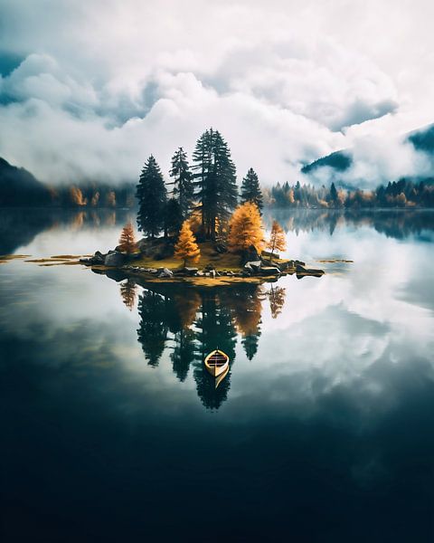 Île sur le lac par fernlichtsicht