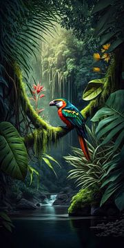 Parrot in the Amazon by Vlindertuin Art