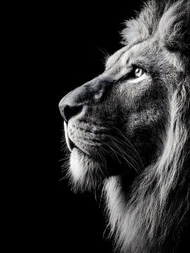 Lion - Majestic black and white animal portrait