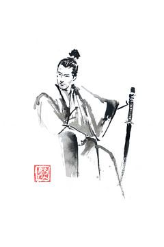zittende samurai van Péchane Sumie