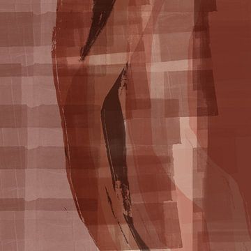 Moderne abstracte kunst in roze terra, bruin, beige nr. 2 van Dina Dankers