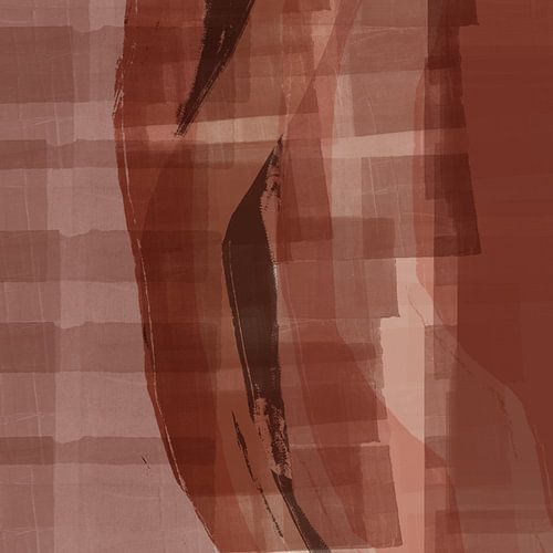 Moderne abstracte kunst in roze terra, bruin, beige nr. 2
