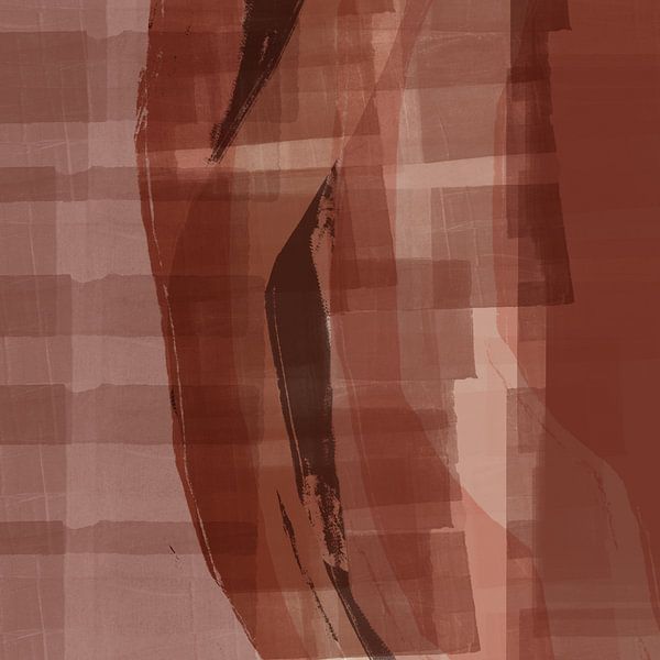 Modern abstract art in pink terra, brown, beige no. 2 by Dina Dankers