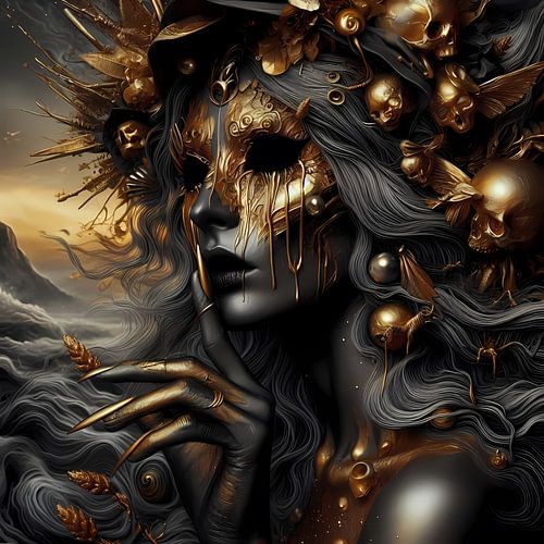 Magische heksenwereld in zwart en goud