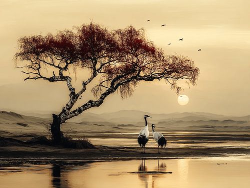 Serenade of the Cranes at Sunset