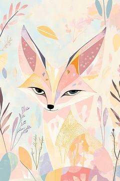 Fuchs im Pastell – Fantasievolles Porträt von Poster Art Shop