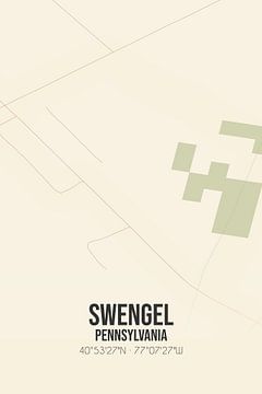 Vintage landkaart van Swengel (Pennsylvania), USA. van Rezona