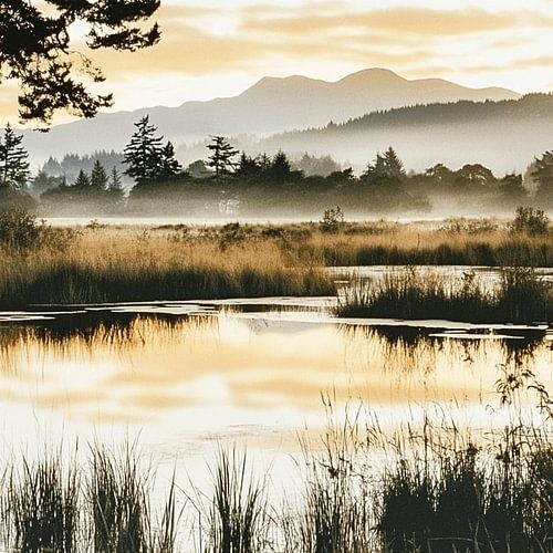 Mountain landscape in Fog and Earth tones