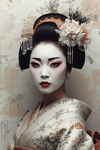 Geisha in Pastelkleuren.