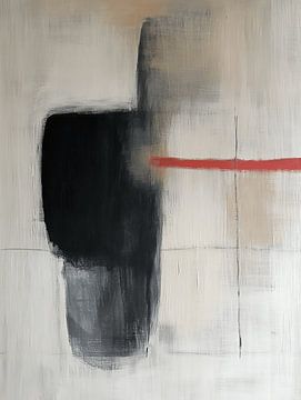 De rode lijn, modern en abstract van Japandi Art Studio
