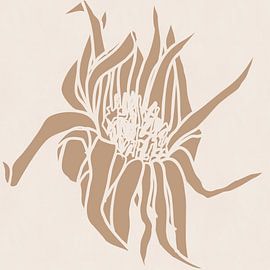 Fleur stylisée dans des tons bruns chauds sur fond beige. sur Dina Dankers