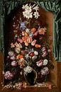 Vaas met bloemen en een gordijn, Jacob de Gheyn (II) van Meesterlijcke Meesters thumbnail