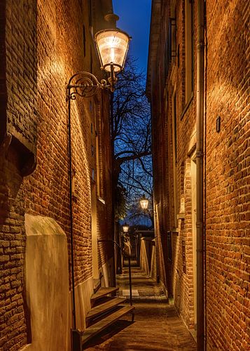 Enlightened alley in Deventer, the Netherlands