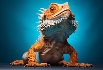 Lizard with blue background