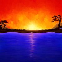 Between fire and water. Painting.