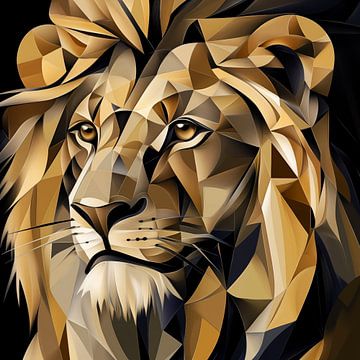 Lion in cubist shapes by Black Coffee