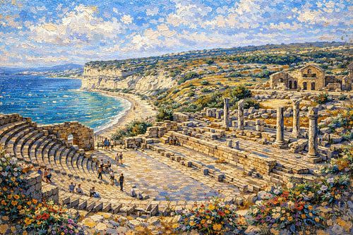 Kourion, Cyprus, een impressionistisch schilderij.