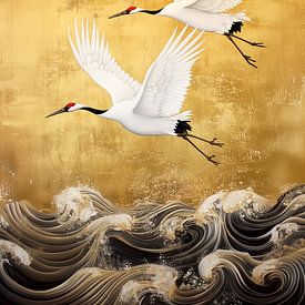 Cranes in flight by Preet Lambon