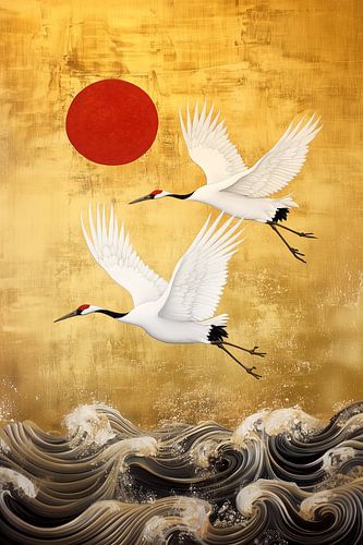 Kraanvogels in vlucht