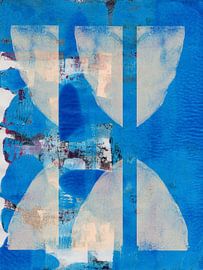 Weiße Formen auf Blau. Zeitgenössische Kunst. von Dina Dankers