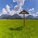 Veldkruis met Christusfiguur, Allgäu, Beieren, Duitsland van Walter G. Allgöwer thumbnail
