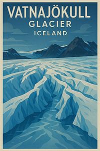 Vatnajökull Gletscher Island Vintage Poster