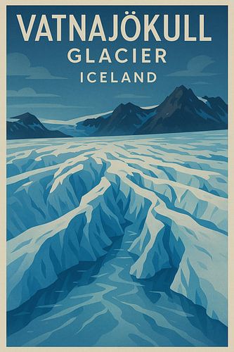 Vatnajökull gletsjer IJsland Vintage poster