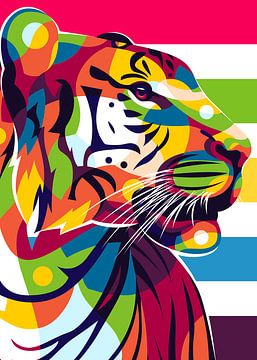 De wilde tijger in pop-artstijl van Lintang Wicaksono