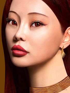 Aziatisch Met Rood Haar - Close Up van Ton van Hummel (Alias HUVANTO)