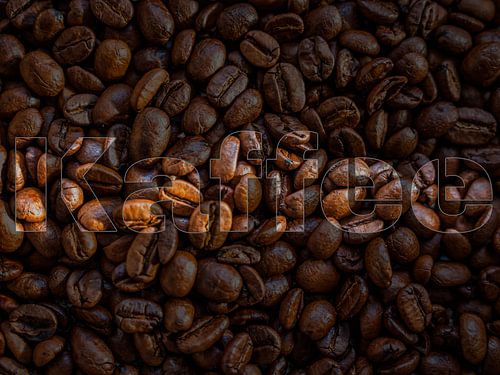 Koffiebonen met schrift