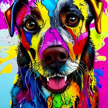 Kleurrijke honden III - Pop-Art Graffiti stijl van Lily van Riemsdijk - Art Prints with Color
