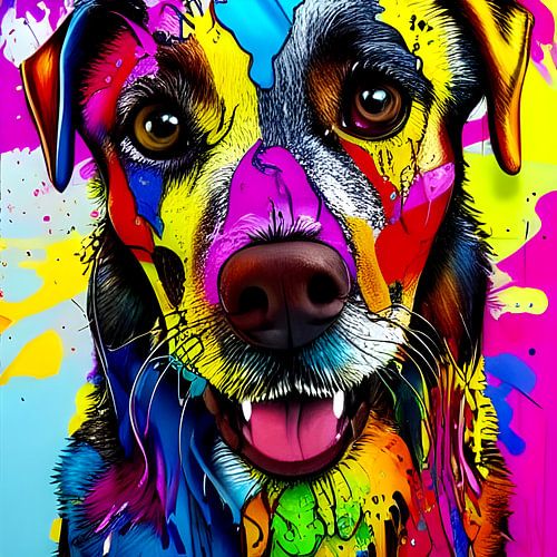 Kleurrijke honden III - Pop-Art Graffiti stijl