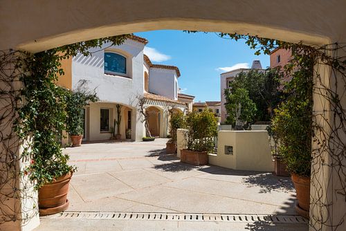 typical italian architecture in the centre of Porto Cervo on the italian island of sardinia, the pla