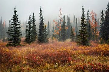 Herfst in de mist van fernlichtsicht
