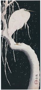 Ohara Koson - Reiger op een besneeuwde tak (bewerkt) van Peter Balan