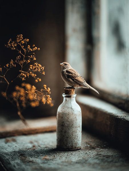 Still life with a bird by Japandi Art Studio