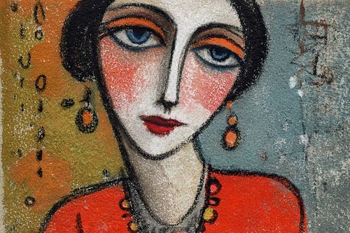Hungary Women's portrait | Woman with Blue Eyes and Red Lips by Abstract Painting