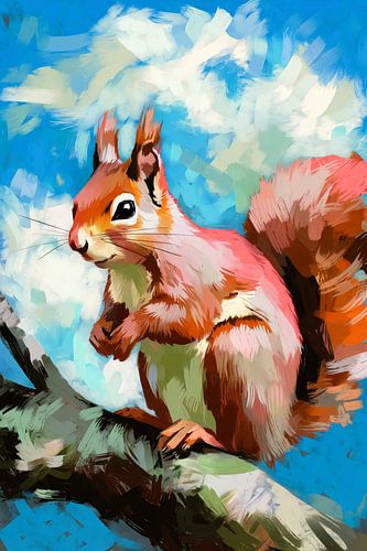 Kleurrijke eekhoorn op een tak