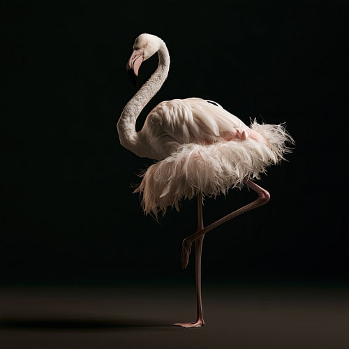 Un flamant rose en ballerine