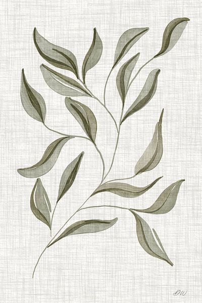 Feuilles vertes sur fond de lin par Dianne Wakker