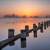 Lever de soleil le long de la rivière IJssel près de Zalk sur Fotografie Ronald