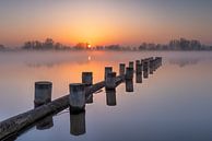 Sonnenaufgang entlang des Flusses IJssel bei Zalk von Fotografie Ronald Miniaturansicht