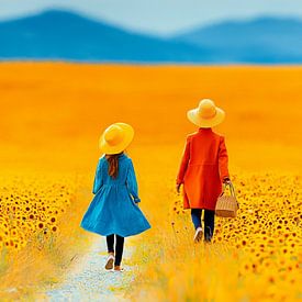 Geel natuur landschap zonnebloemen van PixelPrestige