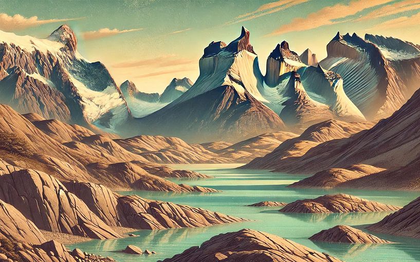 Vintage Chile, Torres del Paine Poster von Chromatic Fusion Studio