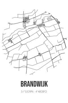 Brandwijk (Zuid-Holland) | Landkaart | Zwart-wit van MijnStadsPoster
