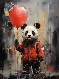 Banksy Style Panda with red balloon van Bianca Bakkenist