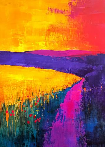 Abstractie modern schilderij landschap