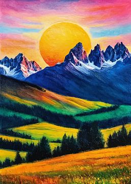 Coucher de soleil sur les Dolomites italiennes sur MIROKKU